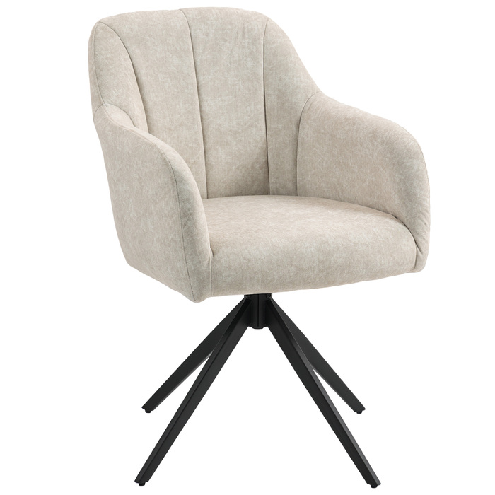 HOMCOM Armchair Living Room Swivel Lounge Chair Padded Tufted Recliner with Steel Legs, Velvet-Look Upholstered Armchair Vanity Chair for Bedroom Beige | Aosom