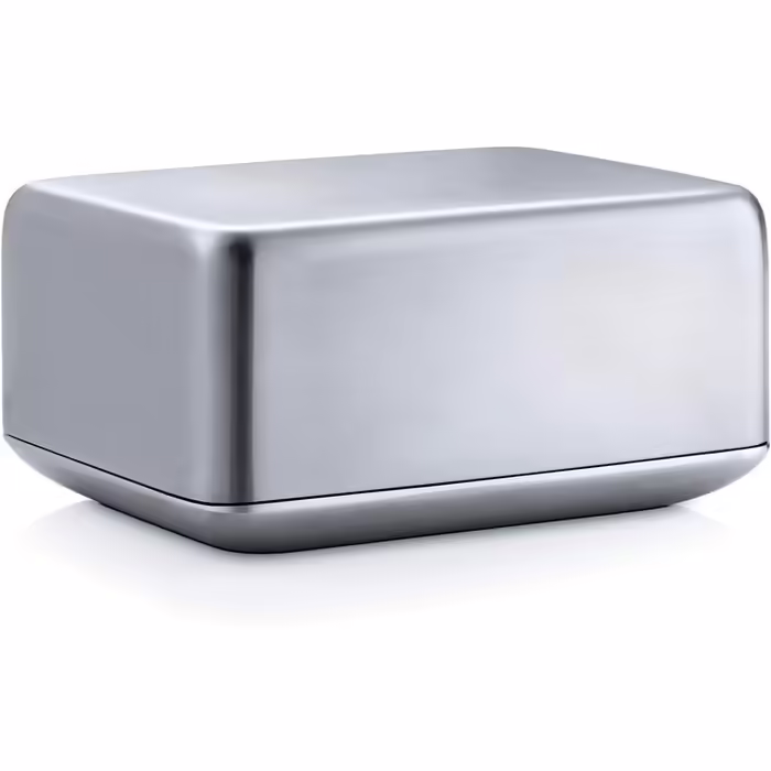 blomus - BASIC Butterdish - Stainless steel matte, size M: Elegant storage for fresh butter ((H 6 cm, W 12 cm, L 10 cm, 63638)