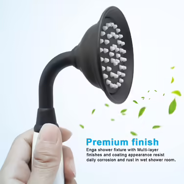 ENGA Vintage Handheld Showerhead Rain Shower Telephone Shape Brass Ceramic Shower Head with 59 Inch Hose for Bathroom (Retro) (Black)
