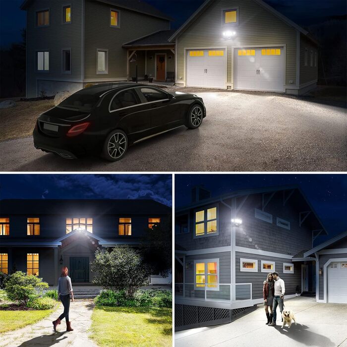 Onforu LED Floodlights with Motion Sensor Outdoor 55W, 5000 LM LED Floodlight, Outdoor Spotlight with Adjustable 3 Heads, 6500K Cool White Spotlight, IP65 Waterproof Floodlight for Garage, Garden, Yard