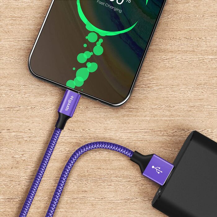 Кабель USB-C 30см [2 шт], білий: USB-A на USB-C, швидка зарядка, нейлон, сумісний з iPhone 16/15 Pro Max, Samsung Galaxy S24/S23/S22/S21/S20/S10/S9, A35/A53