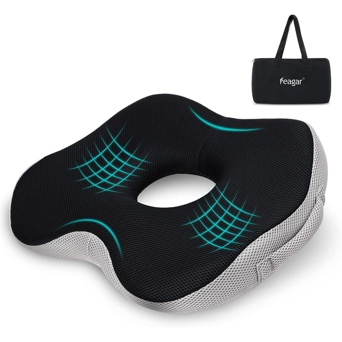 Ортопедична подушка для сидіння Feagar Donut: Memory Foam, для офісу, авто, зняття болю, комфортне сидіння
