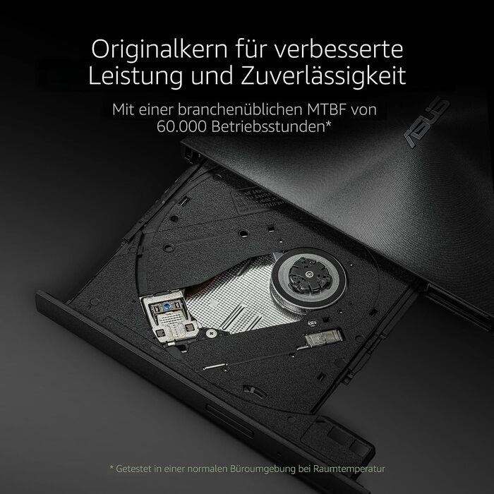 Зовнішній ультратонкий DVD-записувач Asus ZenDrive U9M USB-C/USB-A, сріблястий (для Apple та Windows, з кабелями та ПЗ)