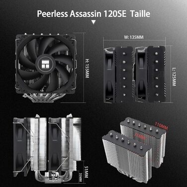 Thermalright Peerless Assassin 120 SE: Повітряний кулер для CPU з 6 тепловими трубами, 2 x 120mm вентилятори, для AM4/AM5/Intel LGA1851/1700/1150/1151/1200