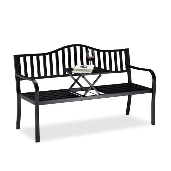 Relaxdays Garden Bench with Folding Table