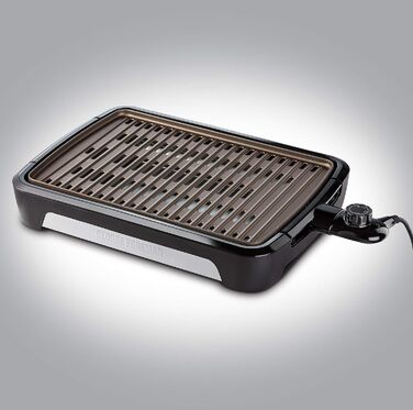 George Foreman Smokeless Grill - Indoor BBQ with Adjustable Temperature, Dishwasher-Safe Grill Plate, and Fat Tray