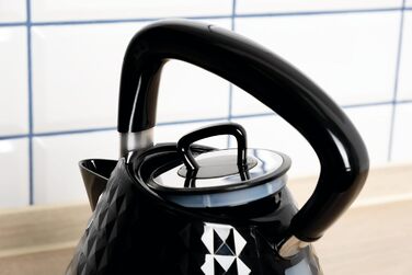 Eldom VENO Retro Kettle - 1.5L Capacity, 3000W Fast Boil, Vintage Design with Grid Pattern, Removable Scale Filter - White/Black Delux
