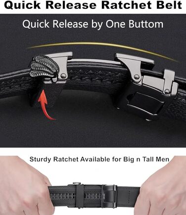 Чоловічий шкіряний ремінь з пряжкою Ratschengürtel, преміум якість, регульований, чорний, 124.5 см