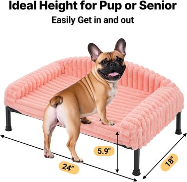 Ліжко для собак Veehoo, софа для маленьких собак, м'яка, з ортопедичним матрацом, 60x45x10 см, білий слонової кістки (рожевий)
