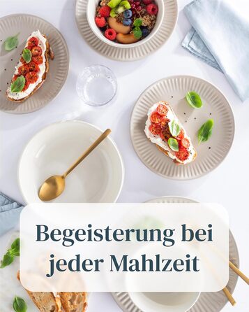 Набір посуду Steingut Hygge 24 елементи (6 осіб), світло-коричневий, преміум якість