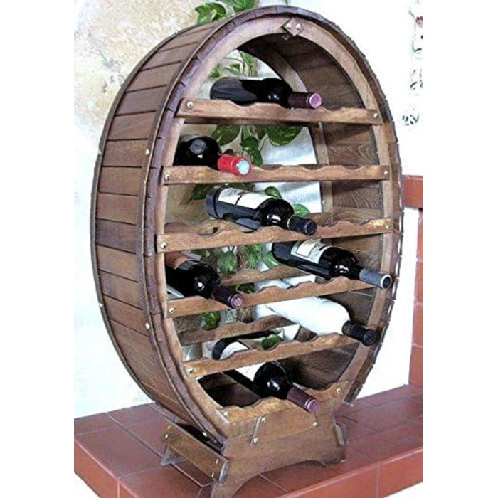 DanDiBo Wine Rack Barrel for 24 Bottles, Brown Stained, Bar Bottle Stand Barrel Bottle Holder Bottle Shelf