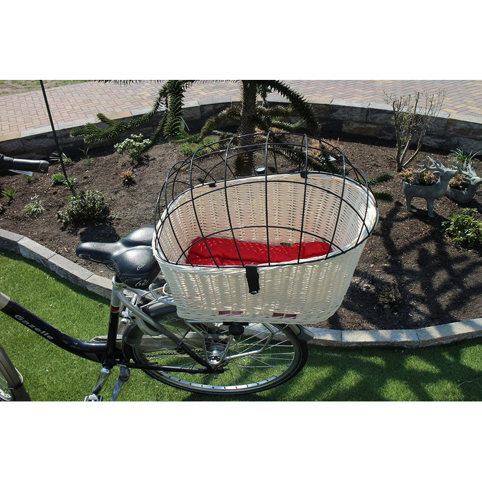 Корзина для собак на багажник Marcus Hundefahrradkorb XXL з плетіння з лози та металевою сіткою, з подушкою