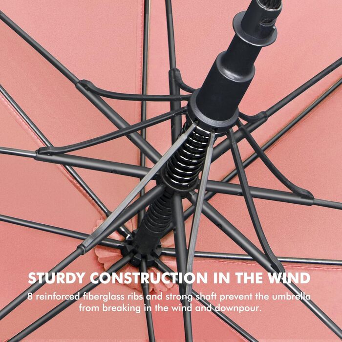 NINEMAX Парасолька велика, стійка до вітру, автоматична, для чоловіків та жінок, L/XL/XXL, подвійний купол, вентильована (Рожева, XXL / 172 см)