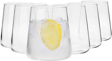 Krosno Gin Glasses, Water Glasses, White Wine Glasses, Drinking Glasses | Set of 6 | 430 ML | Avant-Garde Collection | Perfect for home, restaurants, and parties | Dishwasher safe