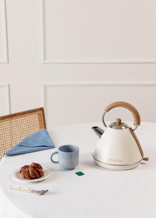 Retro Electric Kettle - 1L Cream White - Fast Boil, Auto Shutoff, Anti-Scale Filter