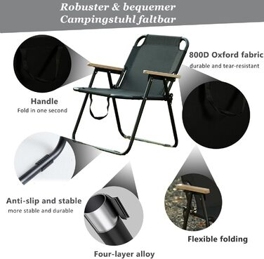 Кемпінговий стілець складний, камуфляжний, 225 кг, Oxford, для риболовлі, пікніка, подорожей - Green/Black