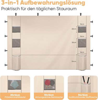 Sekey 1PCS Side Walls for Gazebo 3x3 Waterproof and Winterproof with Storage Compartments, Side Walls for Gazebo Party Tent Garden Tent 3x3m, (Khaki, 1 Multifunctional)