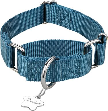 Нашийник для собак Dazzber Martingal, регульований, міцний, анти-витягування, нейлон, для великих/середніх/маленьких собак (L(42-66см), Haze Blue)