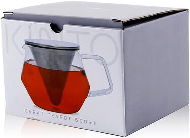 Kinto Unitea One Touch Teapot made of Stainless Steel, heat-resistant Glass Teapot with Stainless Steel Infuser in Lid (Japan Import) (600ml, Silver)