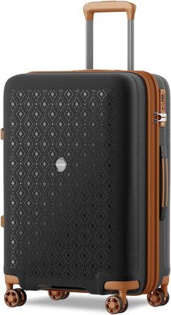 Чорний/коричневий великий валіза-ролкер з розширюваною конструкцією, TSA-замком та тримачем для напоїв (Polypropylen)