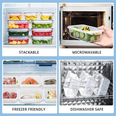 Набір контейнерів для зберігання їжі 10 шт. по 1 л, BPA-free, щільні, складені, для заморожування та Meal Prep, для кухні