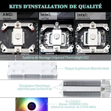 AssassinX120 SE White ARGB CPU-кулер: 4 heatpipes, тиха система охолодження, сумісний з AMD AM4/AM5 та Intel 1700/1150/1151/1200