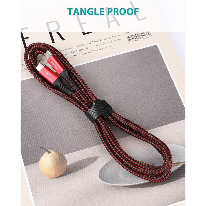 Кабель USB-C Nimaso [2 шт., 2 м], 20V/3A/60W, для Samsung, Google Pixel, MacBook, iPad, iPhone, червоний