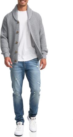 Чоловічий кардиган Indicode INBrandox з коміром-шарфом та ґудзиками | Дріб'язковий кардиган для чоловіків L, сірий світло-сірий