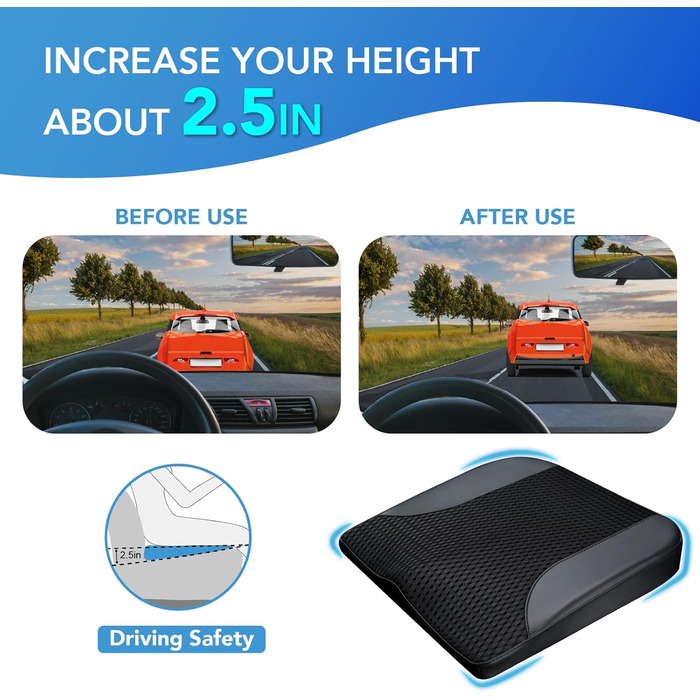 Автомобільне сидіння з Memory Foam для полегшення болю в куприку та попереку. Підходить для авто, вантажівки, офісу, інвалідного візка. Чорний колір.