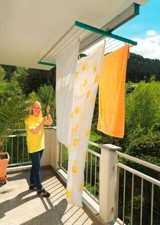 Сушарка для білизни на стелю JUWEL Samba 200 (13,7 м сушки, для великих речей/постільної білизни, регулювання висоти до 120 см)