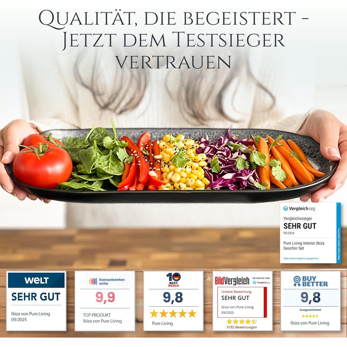 Сервірувальна тарілка Steingut Ibiza (велика), сіра - Pure Living. Тарілка для сервірування, кераміка, овальна.