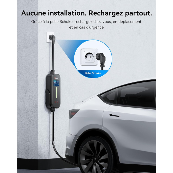 Raylix 2026 Neu 11kW Wallbox для електромобіля Typ 2 з кабелем 8-16A (3 фази), лічильником електроенергії, регулюванням струму та відтермінованим заряджанням + кабель CEE 16A - Typ 2 (5м)