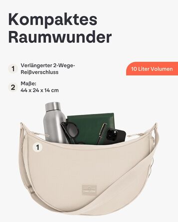 Сумка через плече Johnny Urban Ally Medium Grau (10л) - Місячна форма, водонепроникна, регульований ремінець