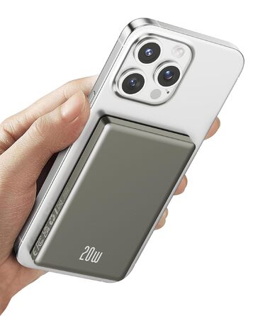 Power Bank Ntaanoo MagSafe 10000mAh для iPhone: Швидка зарядка 20W, Бездротове заряджання, Чорний (сірий)