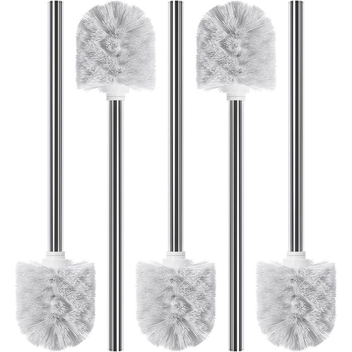 5 x WELLGRO Stainless Steel Toilet Brush White - Replacement Toilet Brush - Toilet Brush - Brush - Replacement Toilet Brush - Replacement Brush