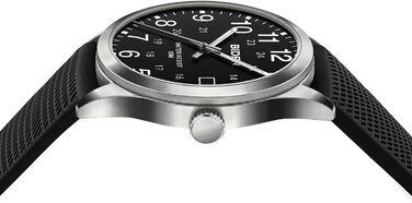 Чоловічий годинник: аналоговий кварцовий годинник на зап'ястя з водозахистом 30M, стильний дизайнерський годинник для чоловіків R015-1, сріблястий, чорний колір