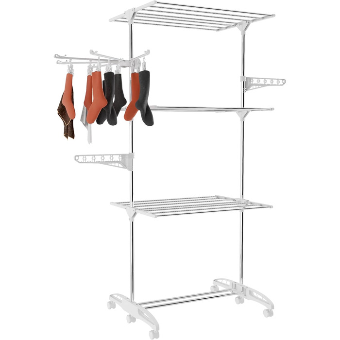 Сушарка для білизни Hyfive, велика, 4 яруси, з кріпленням для шкарпеток, нержавіюча сталь, складається для зберігання