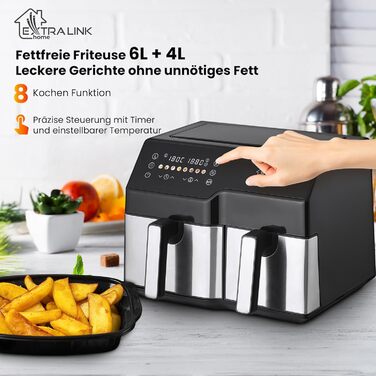 Фритюрниця Extralink 1400W Airfryer 4.2L з 10 функціями, LED-дисплеєм та економним споживанням енергії