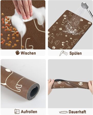 Підкладка під миску для собак та котів, нековзна, чорна 40x60 см, швидковисихаюча, легко миється