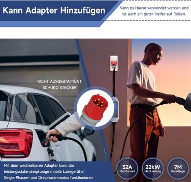 Кабель для зарядки електромобіля Type 2 Schuko 3.68kW 6м, 16A, з цифровим дисплеєм та таймером