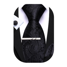 Чоловічий краватковий комплект Barry.Wang: однотонний павільоновий сліп з кишеньковим хустинкою, чорний