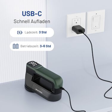 Електричний видальник ворсу Beautural: 3 швидкості, 1800mAh, LED, великий контейнер для одягу, меблів, ковдр, ворсу