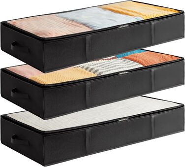 Комод під ліжко Lifewit 3 шт. 75L, органайзер для одягу, складні коробки з кришкою, чорний