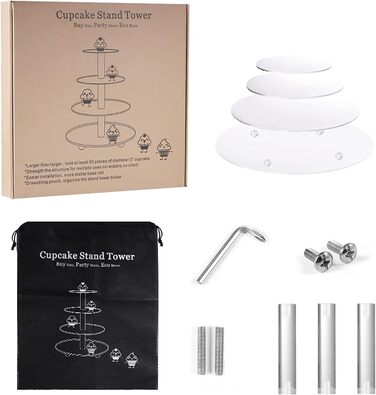 Підставка для капкейків Fhmidic на 6 ярусів, акрилова етажерка, 6-ярусний дисплей для десертів, тортів, випічки, для вечірок, днів народжень, дитячих свят, хрестин (кругла)