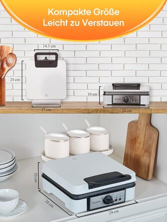 Електричний вафельниця FOHERE 4 вафлі, XXL, антипригарне покриття, Paninigrill, вафельниця для тостів, 1200 Вт