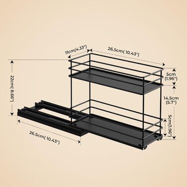 Організатор для спецій Orimade, висувна полиця для спецій, 3 шт., чорний