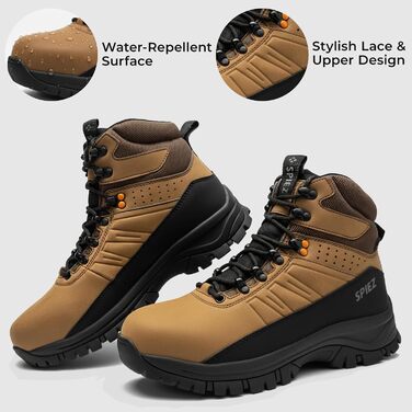 Черевики безпеки Spietz для чоловіків: легкі робочі черевики з композитною захисною капою, антистатичні, неслизькі, водонепроникні, для промисловості та будівництва, коричневі, розміри EU 39–46 43 EU