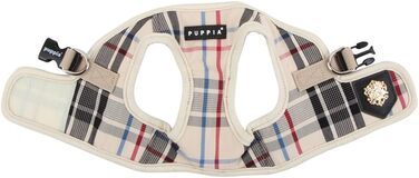 Puppia Junior - Plaid Dog Harness for Small Dogs - Soft Vest - Also Usable as a Puppy Harness - Anti-Pull Harness for Dogs, Beige, XS, PAMA-AH978 beige XS