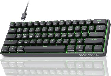Dierya DK61se - Механічна ігрова клавіатура 60% з Blue Clicky Switch, Anti-Ghosting, USB-C, US Layout, білий корпус