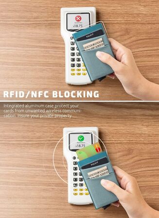 VULKIT Картодзеркало RFID NFC захист, чоловіче портмоне з відділом для грошей, міні-кардхолдер, 5-7 карт, банкноти (Смарагдовий зелений)